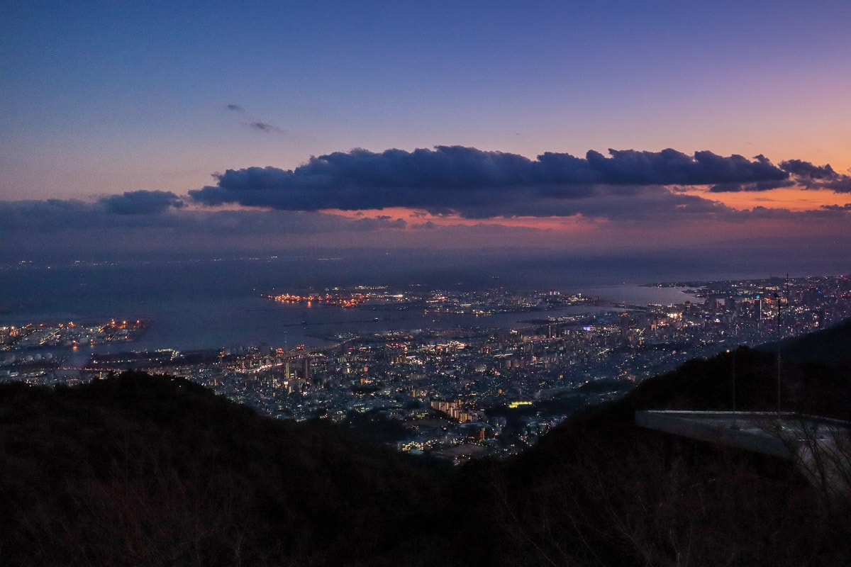 Night view from the terrace at Tenran Cafe, Mount Rokko