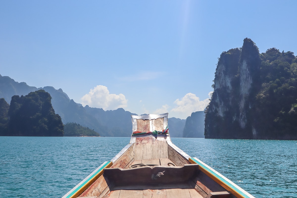 Boat trip across Cheow Lan Lake, Khao Sok National Park, Thailand