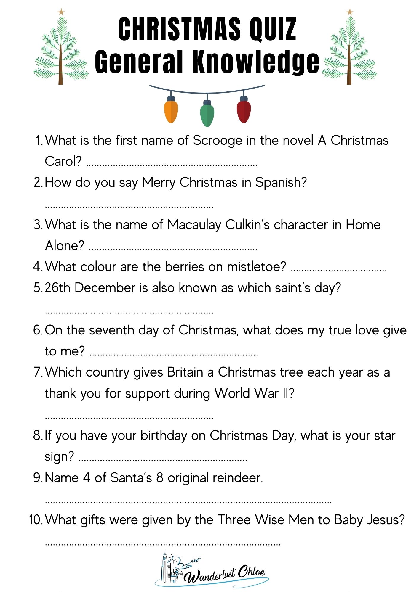 Christmas Picture Quiz With Answers Printable