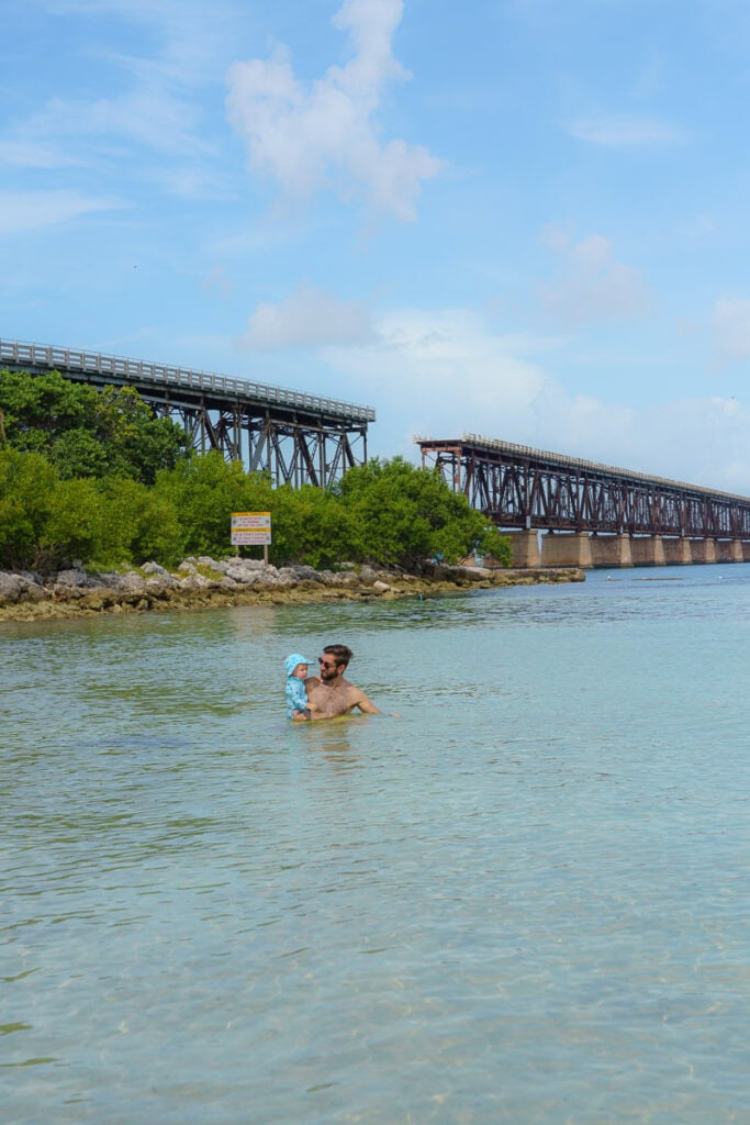 Swimming near the Bahia Honda State Park railroad bridge