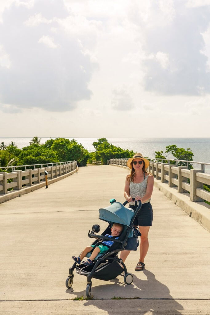 Walking with the stroller in Bahia Honda State Park