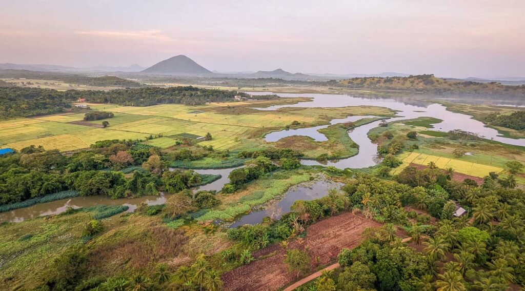 hot air balloon in sri lanka landscape